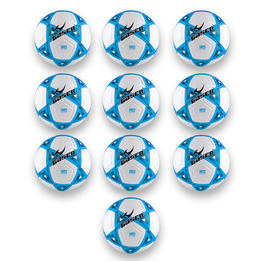 Gaser Paquete 10 Balones de Fútbol 4 y No. 5 | Modelos Variados | Entrenamiento y Competencia | Tamaño y Peso Oficial (IRO Azul, 5)