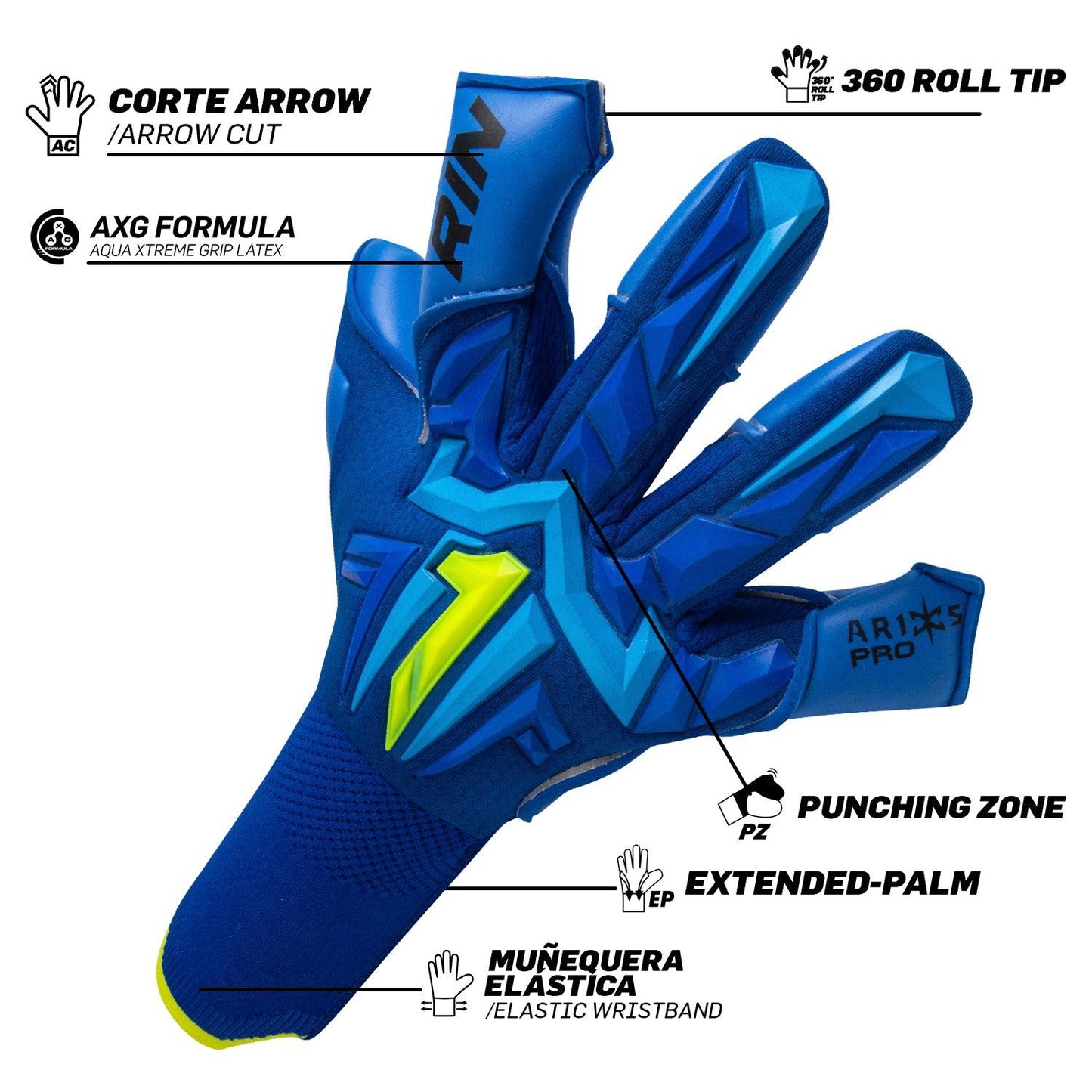 Guantes de Portero Rinat Aries X Pro | Corte Arrow | Palma AXG Formula | Entrenamiento y Competencia