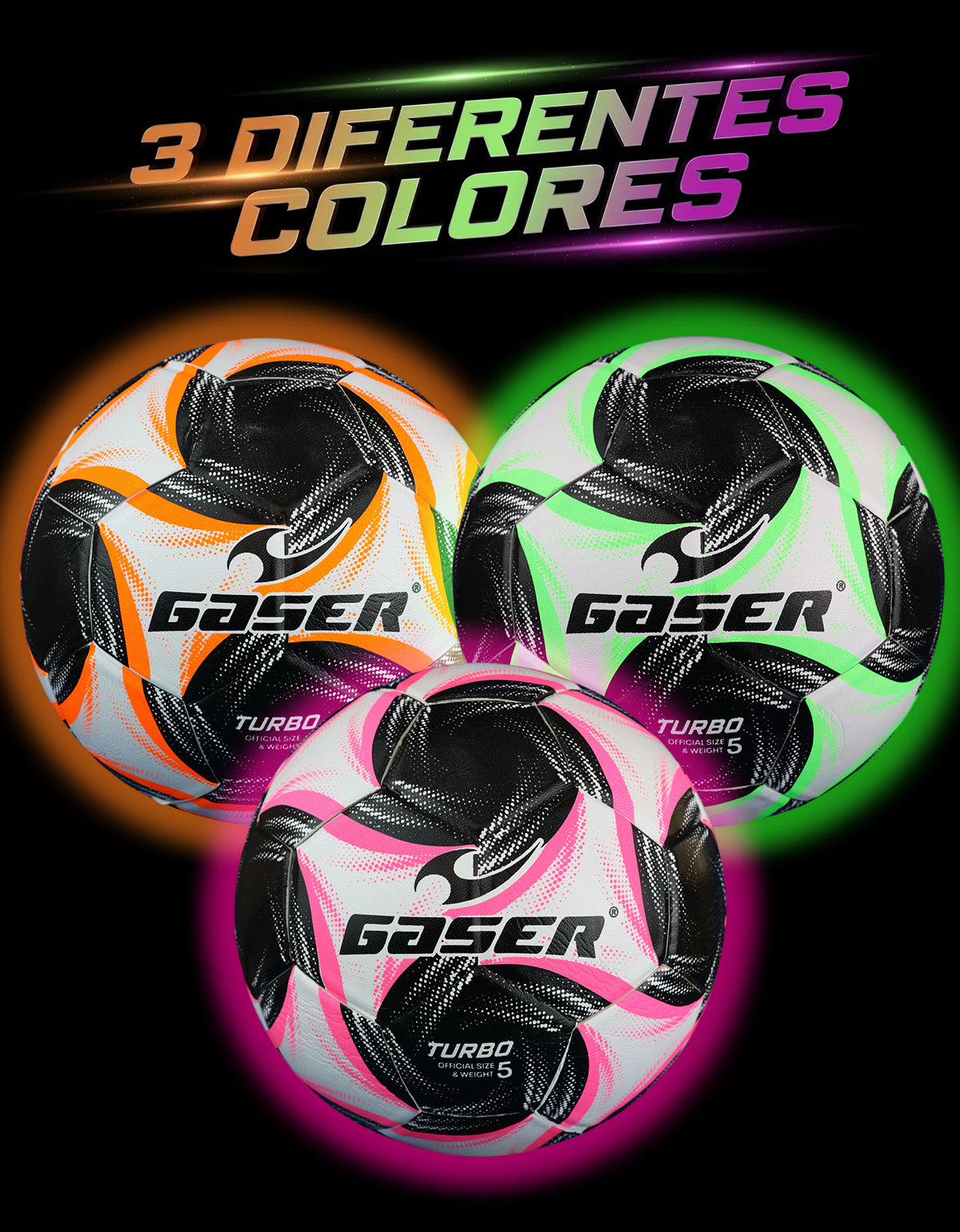 Balón de Fútbol Gaser Turbo No. 5 | Entrenamiento | Colores Neón
