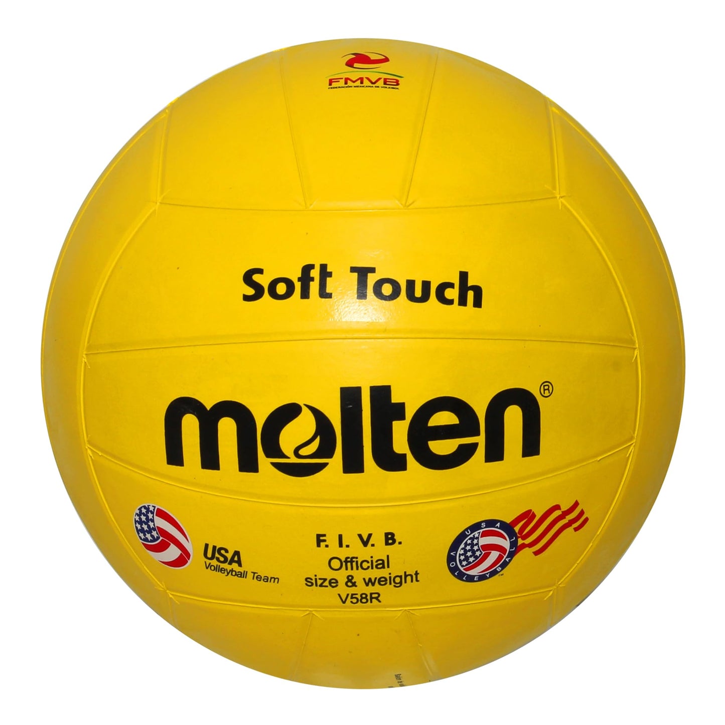 Molten V58R Balón de Voleibol, Soft Touch, Talla 5, Interior, Amarillo, FIVB Oficial